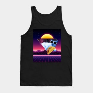 Aesthetic Synthwave Cat Taco Tank Top